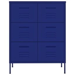 Berkfield Home Drawer Cabinet Navy Blue 80x35x101.5 cm Steel - thumbnail 3