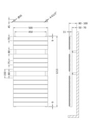Balterley with 14 Flat Panels 2014 BTU 1213mm x 500mm Anthracite in Grey - thumbnail 5