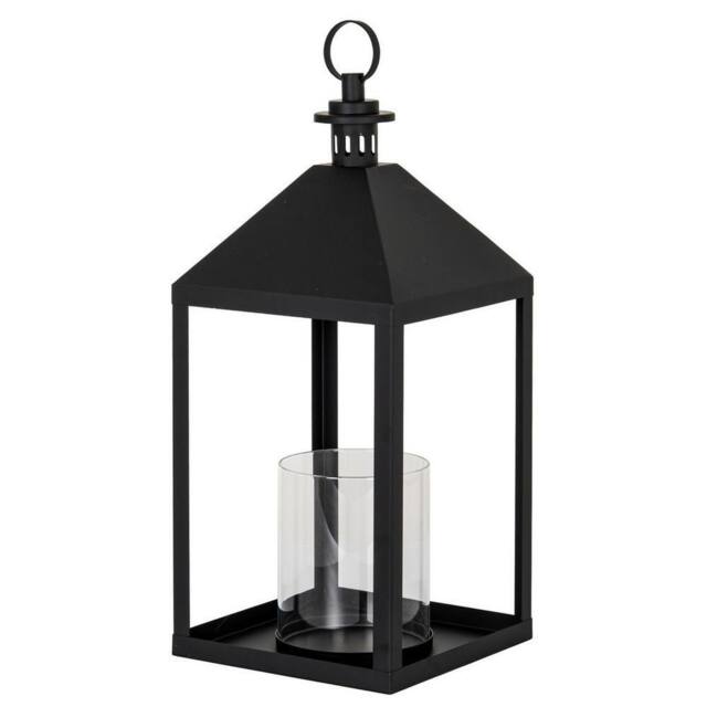 Lemon Pavilion Furniture and Decor Astra Large Lantern with Glass Candle Holder - L25 x W25xH61 cm Black - image 1