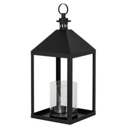 Lemon Pavilion Furniture and Decor Astra Large Lantern with Glass Candle Holder - L25 x W25xH61 cm Black