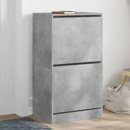 Berkfield Home Shoe Cabinet with 2 Flip-Drawers Concrete Grey 60x42x108 cm - Size: 60 x 42 x 108 cm - thumbnail 2