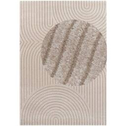 THE RUGS Soft Short Pile Rug Runner Panglao Polyester Polypropylene High Low in Beige - Size: 200 cm x 290 cm - thumbnail 1