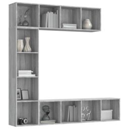 Berkfield Home 3 Piece Book/TV Cabinet Set Grey Sonoma 180x30x180 cm - Size: 180 x 30 x 180 cm - thumbnail 3
