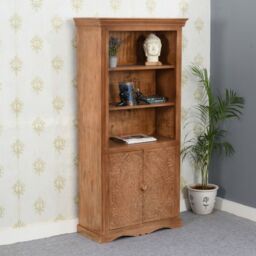 Indian Hub Artwork Large Bookcase - Solid Mango Wood - L45 x W85 x H175 cm in Brown - thumbnail 5