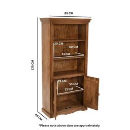 Indian Hub Artwork Large Bookcase - Solid Mango Wood - L45 x W85 x H175 cm in Brown - thumbnail 6