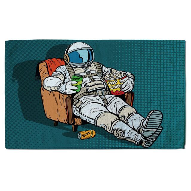 Benjamin Tate Design loneliness in space. Pop art retro Designer Bath Towel in Green - image 1
