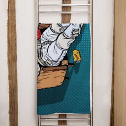 Benjamin Tate Design loneliness in space. Pop art retro Designer Bath Towel in Green - thumbnail 2