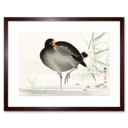 "Artery8 Wall Art Print Moorhen Bird Ohara Koson Art Framed 9x7 inch in Brown - Size: W7"" x H9""" - thumbnail 1