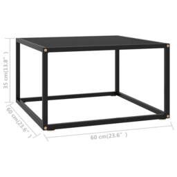 Berkfield Home Coffee Table Black with Black Glass 60x60x35 cm - Size: 60 x 60 x 35 cm - thumbnail 5