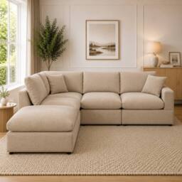 Artemis Home Cotleigh Reversible 5-Piece Modular Corner Sofa in Light Beige - thumbnail 4