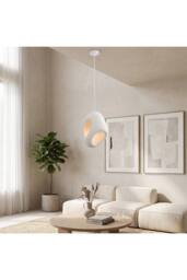 Living and Home E27 Wabi-Sabi Style Irregular Pendant Light Home Fixture Decor in White - thumbnail 1