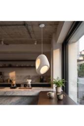 Living and Home E27 Wabi-Sabi Style Irregular Pendant Light Home Fixture Decor in White - thumbnail 3