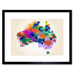 "Artery8 Paint Multi Coloured Australia Map Home Decor 12x16"" Framed Art Print - Size: W12"" x H16""" - thumbnail 1
