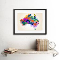 "Artery8 Paint Multi Coloured Australia Map Home Decor 12x16"" Framed Art Print - Size: W12"" x H16""" - thumbnail 2