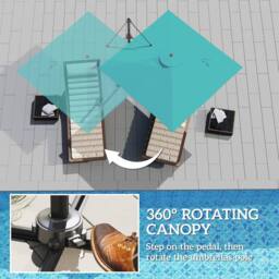 OUTSUNNY Square Cantilever Roma Parasol 360 Degree Rotation Hand Crank, Blue in Aqua - thumbnail 4