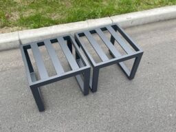 Fimous 2 Pcs Aluminium Outdoor Garden Footstool Patio Small Stool for Balcony, Terrace, Swimming Pool Dark Grey - thumbnail 5
