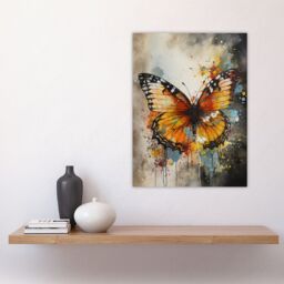 "Artery8 Modern Ink Monarch Butterfly Watercolour Splatter Drip Large Wall Art Poster Print Thick Paper 18X24 Inch - Size: W18"" x H24""" - thumbnail 4