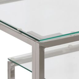 Berkfield Home Console Table Silver Stainless Steel & Tempered Glass - thumbnail 5