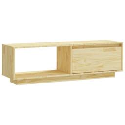 Berkfield Home TV Cabinet 110x30x33.5 cm Solid Pinewood in Light Brown - thumbnail 3