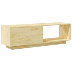 Berkfield Home TV Cabinet 110x30x33.5 cm Solid Pinewood in Light Brown - thumbnail 6