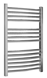 Balterley Heated Vertical Towel Rail Curved Rails 710 BTU Chrome 700x 500mm in Silver