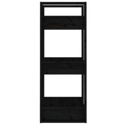 Berkfield Home Beautiful Book Cabinet/Room Divider Black 41x35x91 cm Solid Wood Pine - Size: 41 x 35 x 91 cm - thumbnail 4