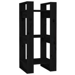Berkfield Home Beautiful Book Cabinet/Room Divider Black 41x35x91 cm Solid Wood Pine - Size: 41 x 35 x 91 cm - thumbnail 3