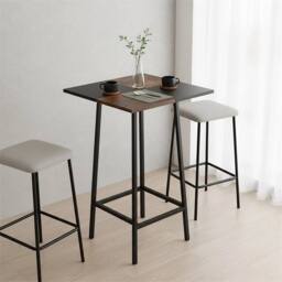 KORVIXA Tall Square Bar Table Small Kitchen Pub Dining Table - Size: 100 cm x 100 cm - thumbnail 4