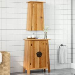 Berkfield Home 2 Piece Bathroom Furniture Set Solid Wood Pine in Brown