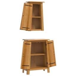 Berkfield Home 2 Piece Bathroom Furniture Set Solid Wood Pine in Brown - thumbnail 4