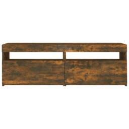 Berkfield Home TV Cabinet with LED Lights Smoked Oak 120x35x40 cm in Brown - Size: 120 x 35 x 40 cm - thumbnail 8