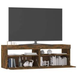 Berkfield Home TV Cabinet with LED Lights Smoked Oak 120x35x40 cm in Brown - Size: 120 x 35 x 40 cm - thumbnail 7