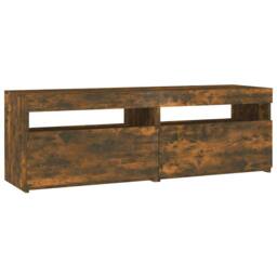Berkfield Home TV Cabinet with LED Lights Smoked Oak 120x35x40 cm in Brown - Size: 120 x 35 x 40 cm - thumbnail 1