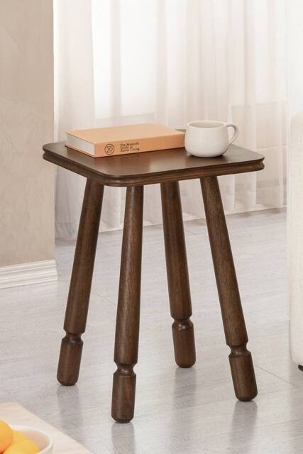 MH London Square Solid Mango Wood Side Table, Bedside End Table for Living Room & Bedroom - Olive in Dark Brown - image 1