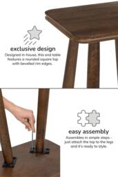 MH London Square Solid Mango Wood Side Table, Bedside End Table for Living Room & Bedroom - Olive in Dark Brown - thumbnail 7