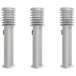 Berkfield Home Outdoor Floor Lamps with Outlet 3pcs Silver 60 cm Stainless Steel - thumbnail 2