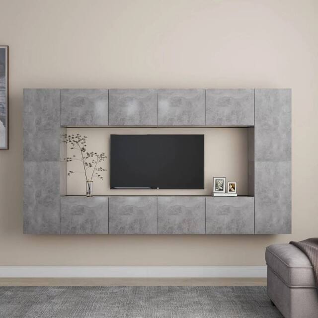 Berkfield Home 8 Piece TV Cabinet Set Concrete Grey Engineered Wood - image 1