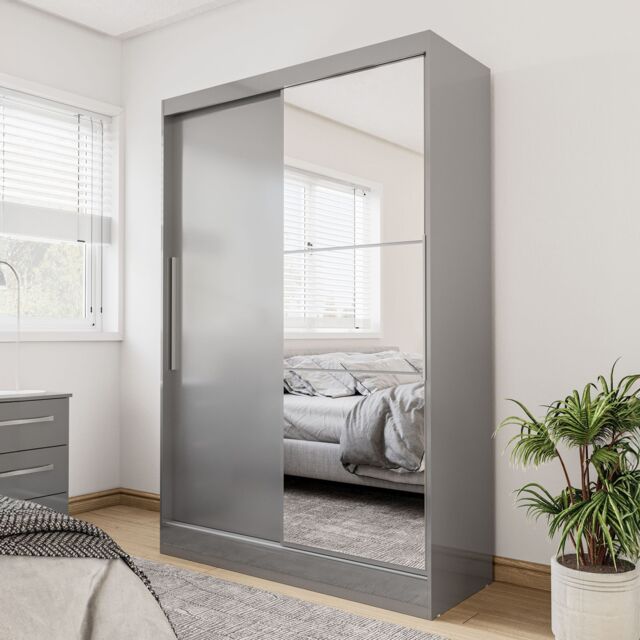 Birlea Lynx 2 Door Sliding Wardrobe With Mirror in Grey - image 1