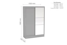 Birlea Lynx 2 Door Sliding Wardrobe With Mirror in Grey - thumbnail 4
