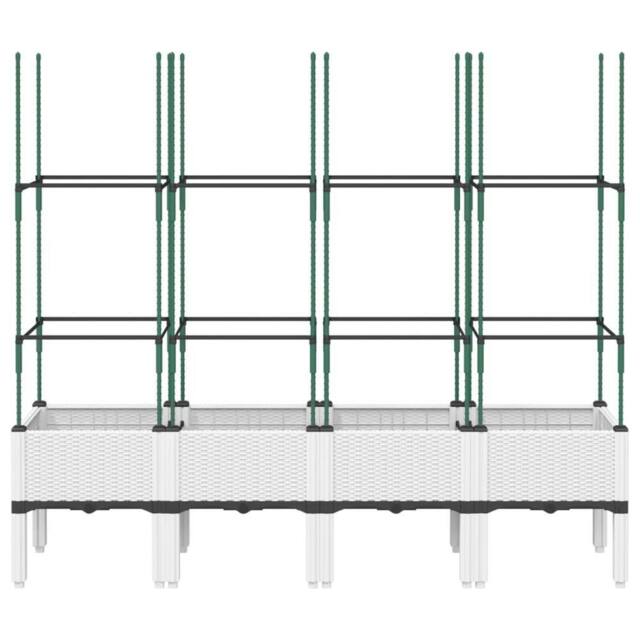 Berkfield Home Garden Planter with Trellis White 160x40x142.5 cm PP - image 1