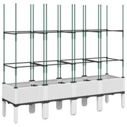 Berkfield Home Garden Planter with Trellis White 160x40x142.5 cm PP - thumbnail 5