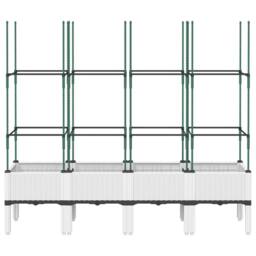 Berkfield Home Garden Planter with Trellis White 160x40x142.5 cm PP - thumbnail 1