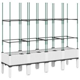 Berkfield Home Garden Planter with Trellis White 160x40x142.5 cm PP - thumbnail 3
