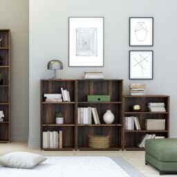 Furniture To Go Essential Tall Wide 2 Shelf Bookcase in Vintage Oak in Dark Brown - thumbnail 3