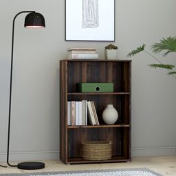 Furniture To Go Essential Tall Wide 2 Shelf Bookcase in Vintage Oak in Dark Brown - thumbnail 4