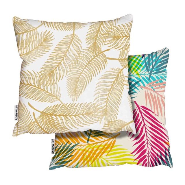 Benjamin Tate Design Gold & Colourful Tropical Leaves Collection (Cushion)