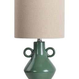 Wyld and Coco Green Ceramic Table Lamp with Textured Cotton Shade - thumbnail 2