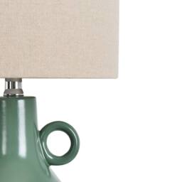 Wyld and Coco Green Ceramic Table Lamp with Textured Cotton Shade - thumbnail 6