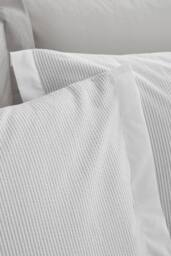 Bianca 'Seersucker Woven Stripe' 180 Thread Count Cotton Duvet Cover Set in Grey - Size: Single - thumbnail 3