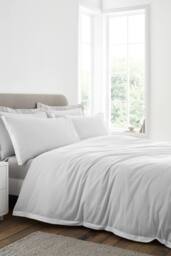 Bianca 'Seersucker Woven Stripe' 180 Thread Count Cotton Duvet Cover Set in Grey - Size: Single